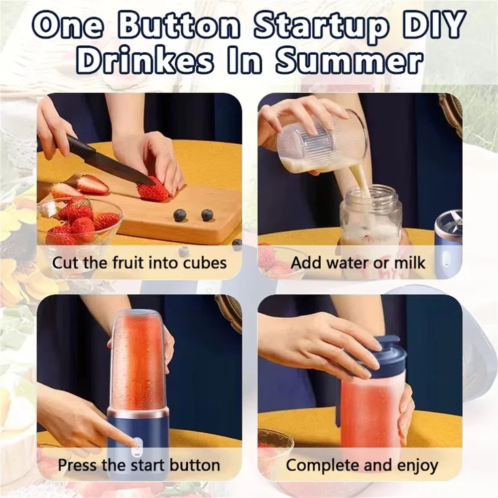 Portable Blender Bottle Electric 6 Blades Multifunction Juice Blender Fresh Juice Smoothie Blender Ice CrushCup Food Processor